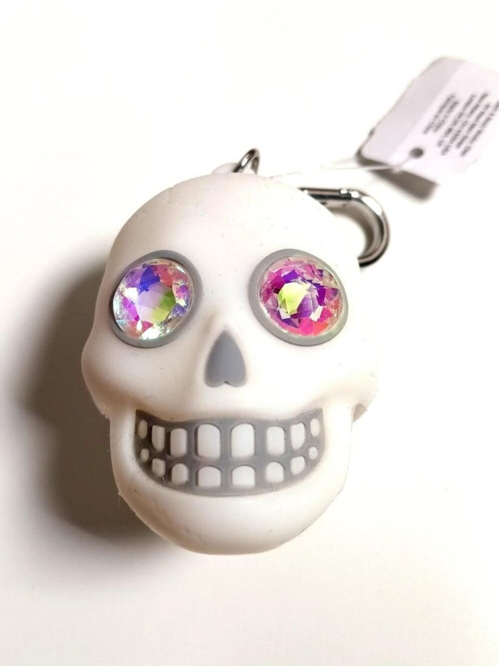 Bath & Body Works Halloween Skull PocketBac Holder Light Up Jewel Eyes Keychain